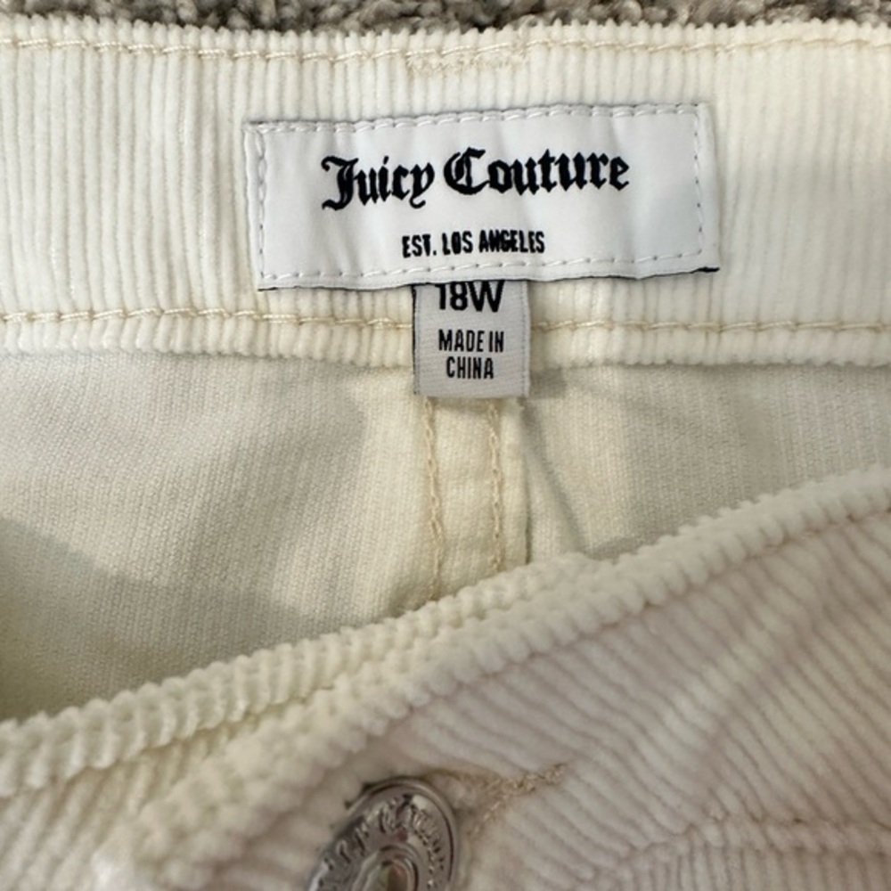 Juicy Couture Cream Corduroy Wide Leg Sailor Pants Plus Size‎ 18W Off White Logo - Picture 5 of 9